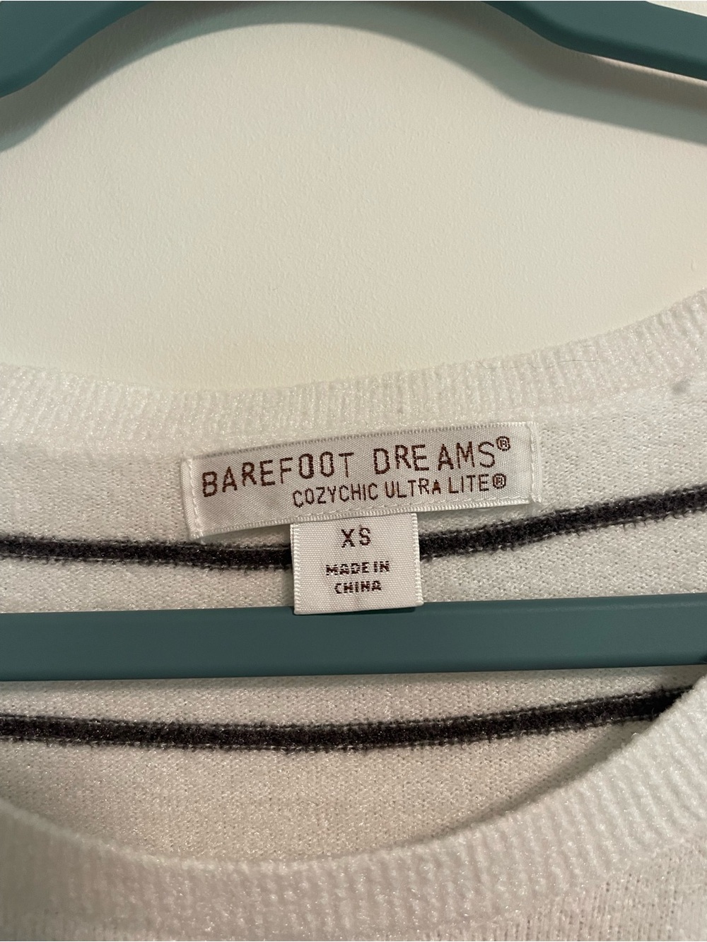 Barefoot Dreams Cozy Chic UltraLite XS Women’s Striped Drawstring Top - Picture 2 of 4
